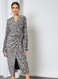 Printed Wrap Midi Dress Multi
