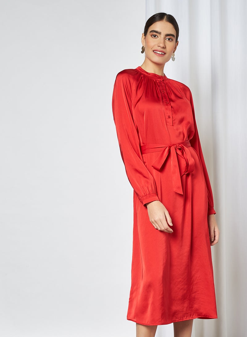 SELECTED FEMME - Belted Dress True Red - Image 1