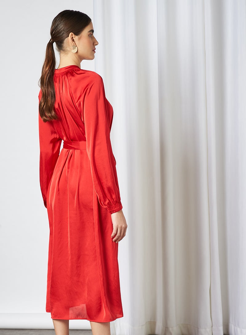 SELECTED FEMME - Belted Dress True Red - Image 1