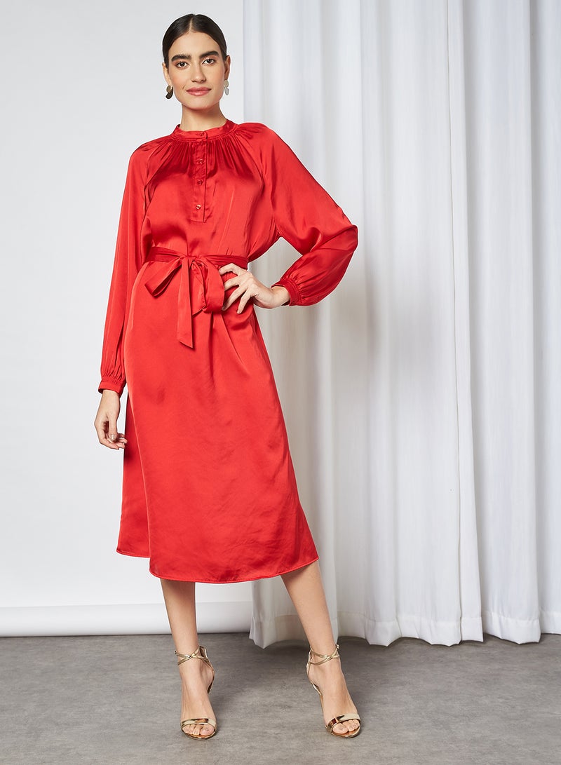 SELECTED FEMME - Belted Dress True Red - Image 1