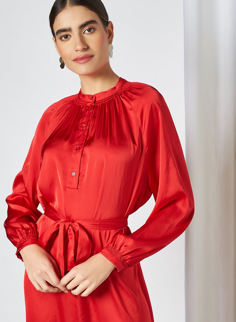 SELECTED FEMME - Belted Dress True Red - Image 1