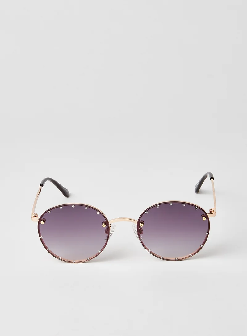 Quay Women's Farrah Rhinestone Round Sunglasses