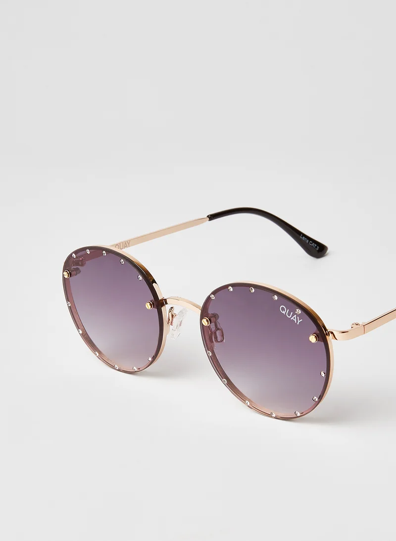 Quay Women's Farrah Rhinestone Round Sunglasses