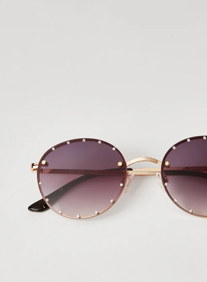 Quay Women's Farrah Rhinestone Round Sunglasses