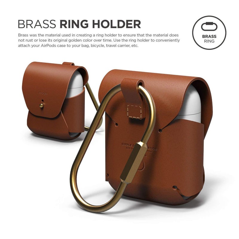 Elago Leather Case For Apple AirPods Brown  - Image 3