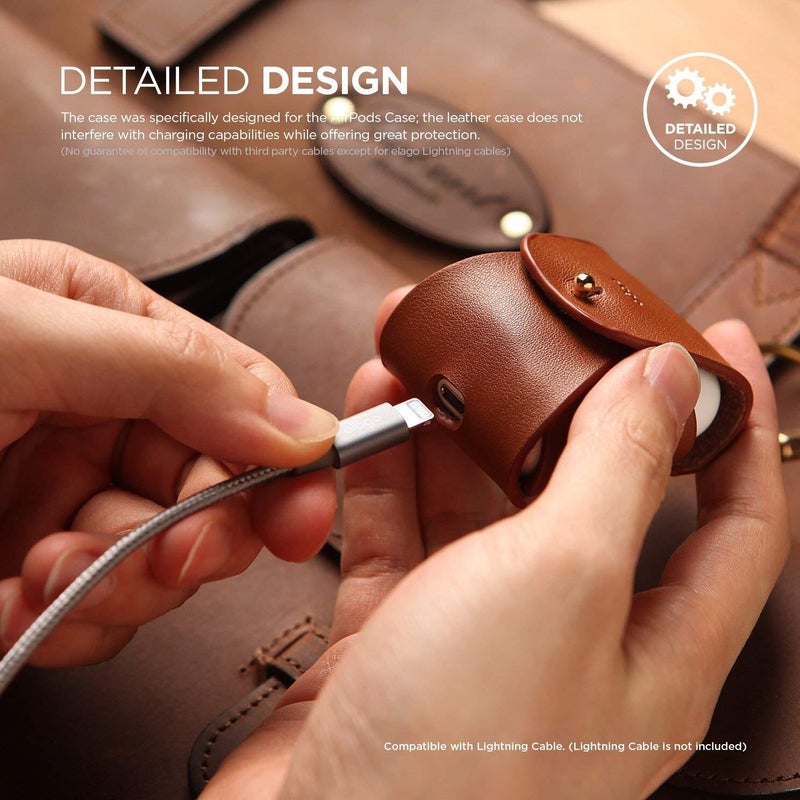 Elago Leather Case For Apple AirPods Brown  - Image 4