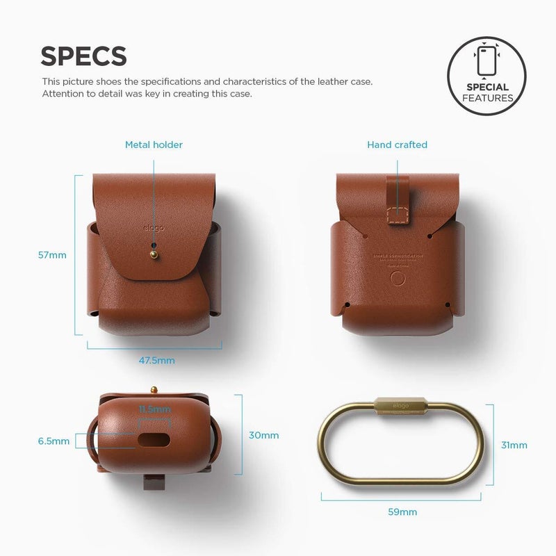 Elago Leather Case For Apple AirPods Brown  - Image 5