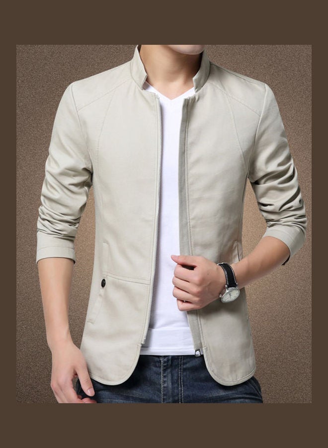 Long Sleeve Bomber Jacket Khaki  - Image 3