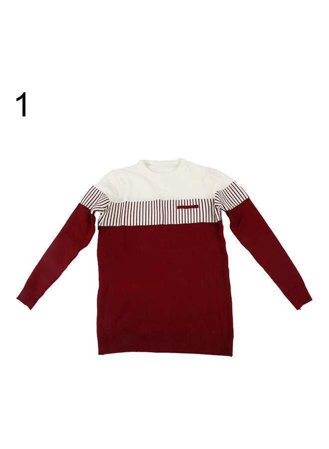 Knitted Long Sleeve Sweater Red - Image 1