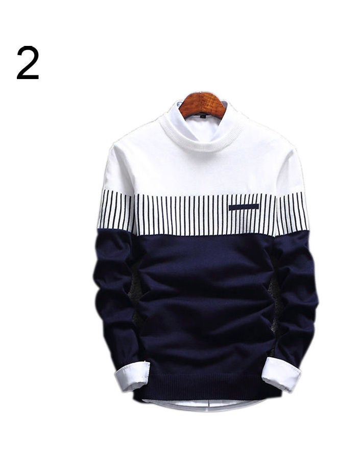 Knitted Long Sleeve Sweater Blue - Image 1