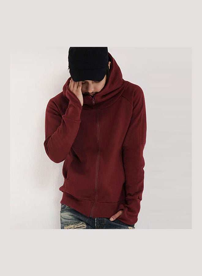 High Neck Drawstring Hooded Sweatshirt Grey - Image 3