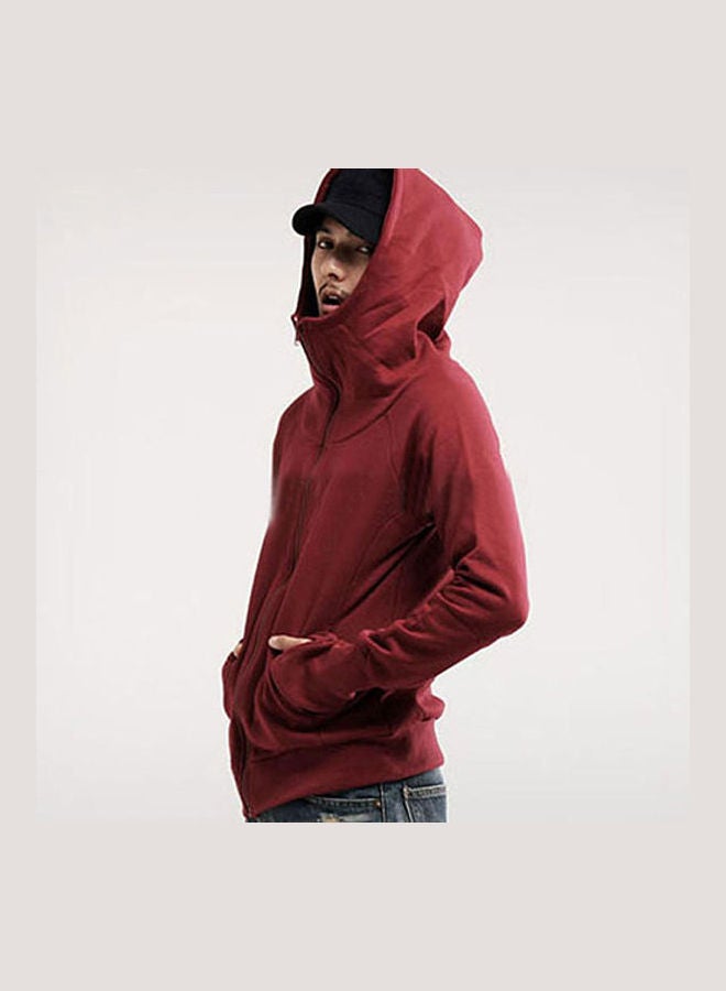 High Neck Drawstring Hooded Sweatshirt Grey - Image 4