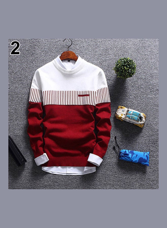 Knitted Long Sleeve Sweater White - Image 3