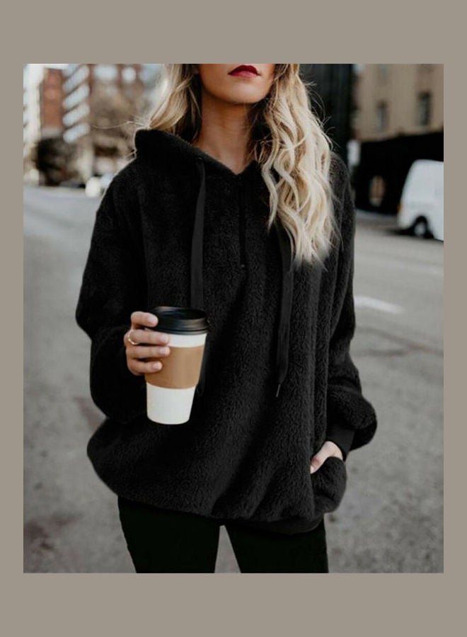 Generic - Fluffy Textured Hooded Sweatshirt Khaki - Image 1
