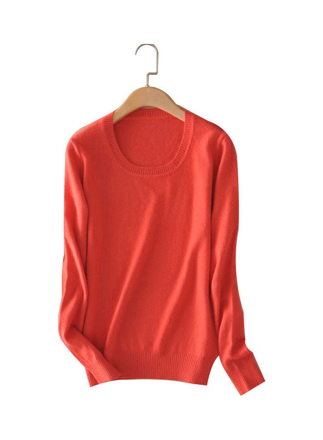 Solid Long Sleeve Sweater Watermelon Red - Image 1