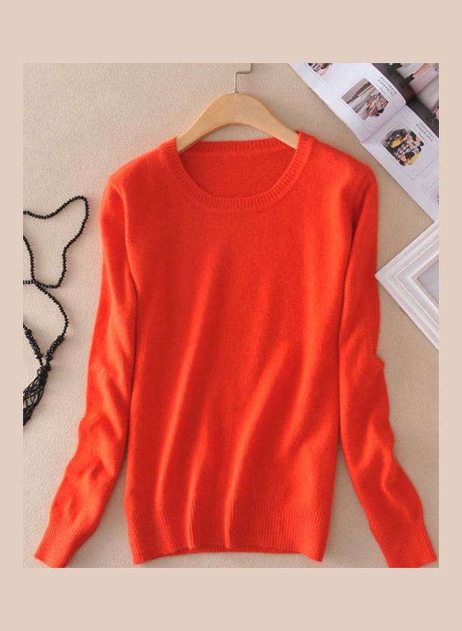 Solid Long Sleeve Sweater Watermelon Red - Image 2