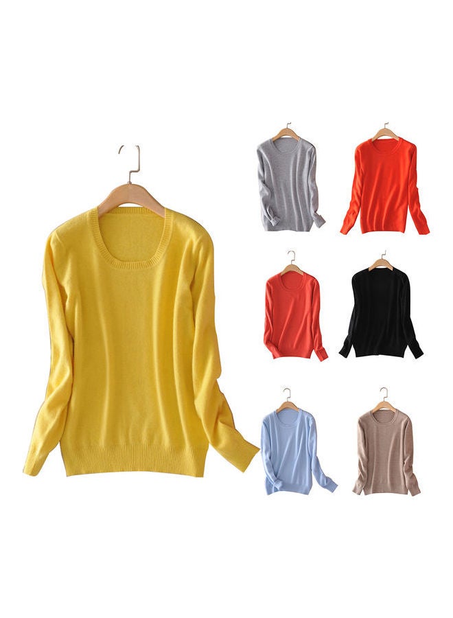 سترة سادة بأكمام طويلة أصفر - Image 2