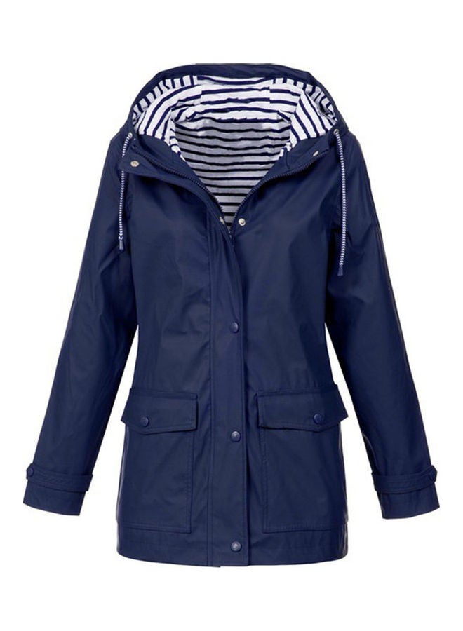 Windproof Waterproof Hooded Jacket Dark Blue - Image 1