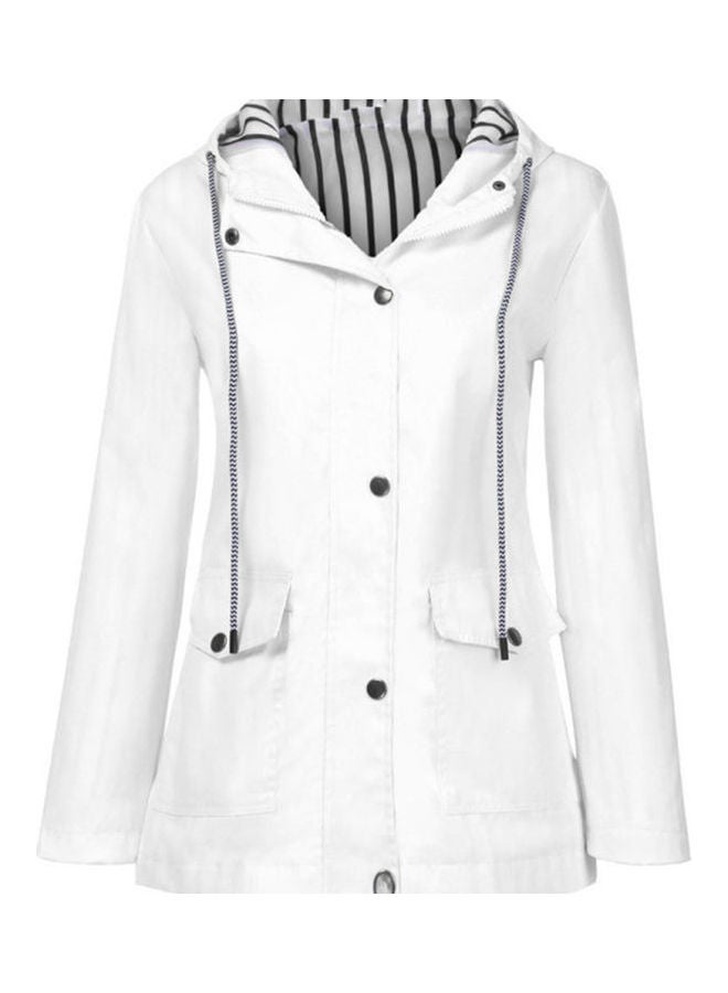 Waterproof Solid Hooded Jacket White  - Image 1