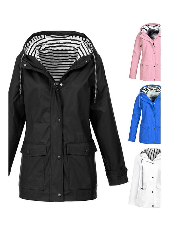 Waterproof Solid Hooded Jacket White  - Image 3