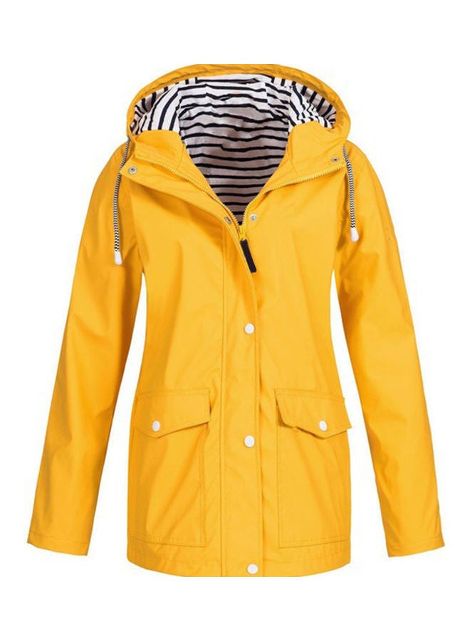 Waterproof Solid Hooded Jacket Yellow/Black/White