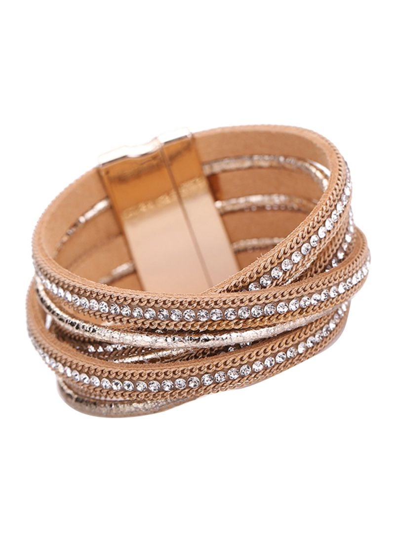 Sharpdo Elegant Crystal Stud Cross Layer Bracelet 