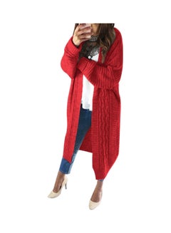Generic Front Knit Coat Long Sweater Red  - Image 1