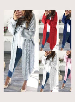Generic Front Knit Coat Long Sweater Red  - Image 2