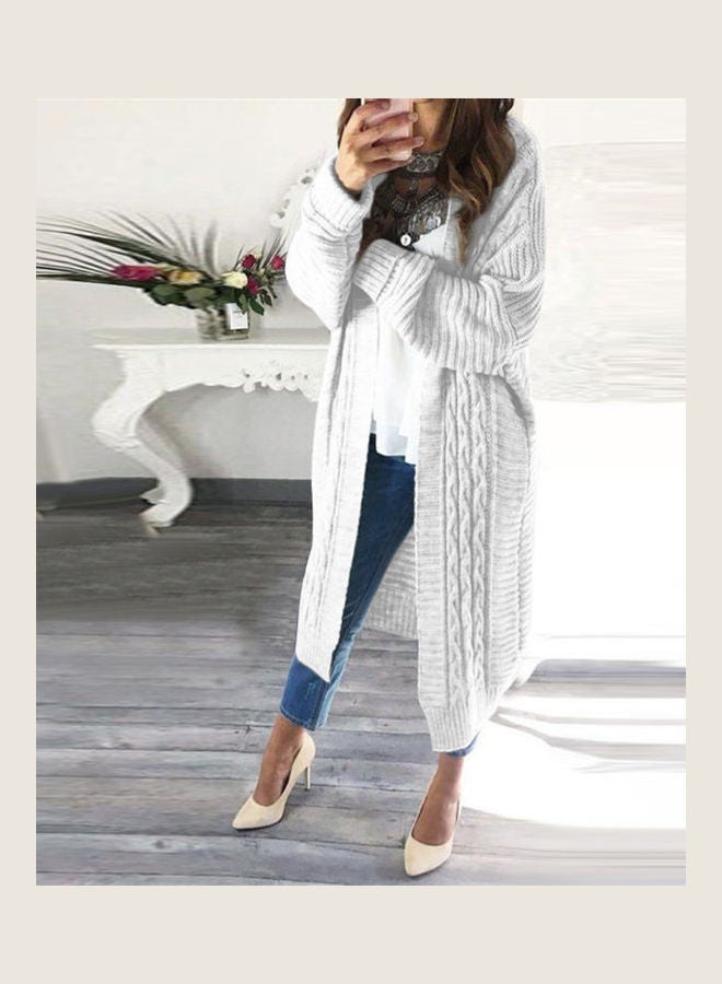 Front Knit Coat Long Sweater Red - Image 4