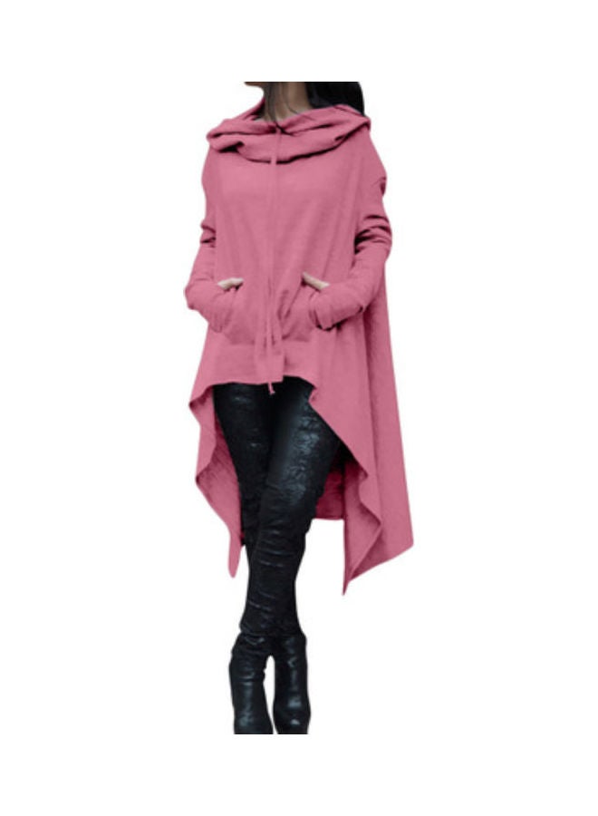 Poncho Loose Irregular Hooded Sweatshirt Pink  - Image 1
