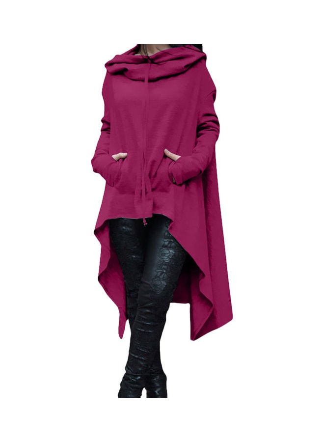 Poncho Loose Irregular Hooded Sweatshirt Pink  - Image 5