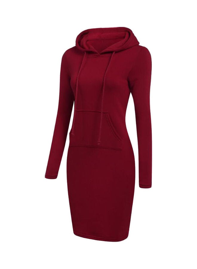Long Sleeve Hooded Midi Dress Black - Image 3