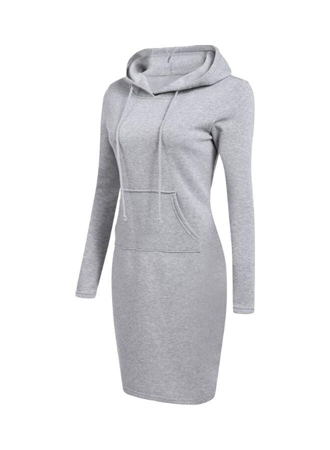 Long Sleeve Hooded Midi Dress Red - Image 3