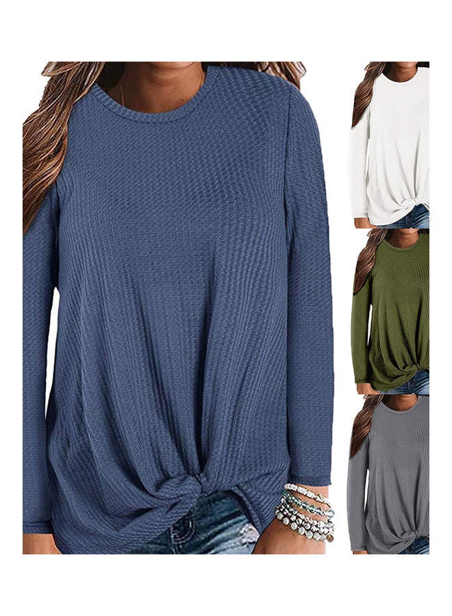 سترة بأكمام طويلة مزينة بعقدة رمادي داكن - Image 2