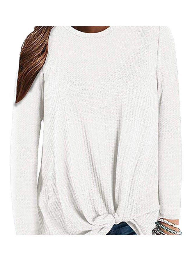 سترة بأكمام طويلة مزينة بعقدة أبيض - Image 1