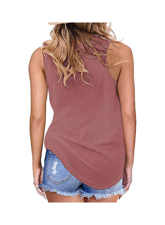 Knotted Design Sleeve Less Sweater Red - Image 5