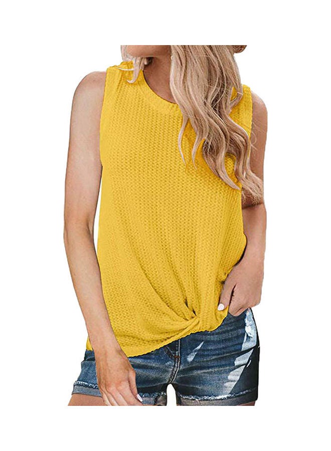 سترة بدون اكمام وتصميم مجدل. أصفر - Image 1