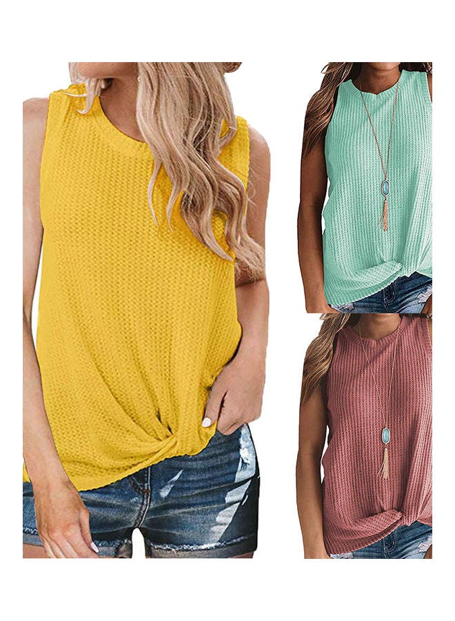 سترة بدون اكمام وتصميم مجدل. أصفر - Image 2