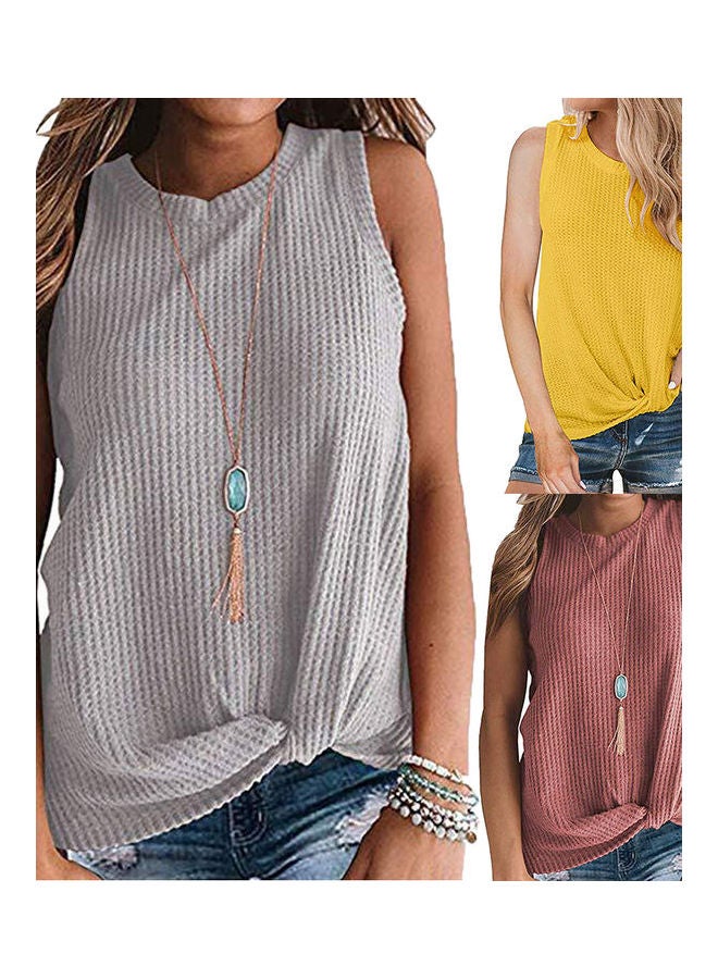 سترة بدون اكمام وتصميم مجدل. أصفر - Image 4