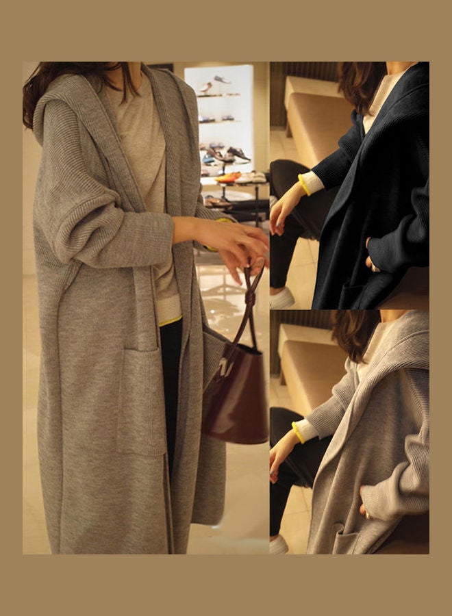 Solid Color Cardigan Black - Image 3