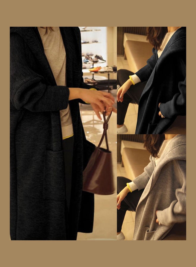 Solid Color Cardigan Black - Image 1
