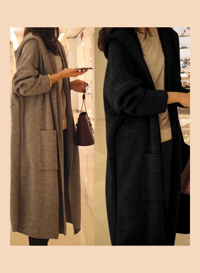 Solid Color Cardigan Black - Image 2