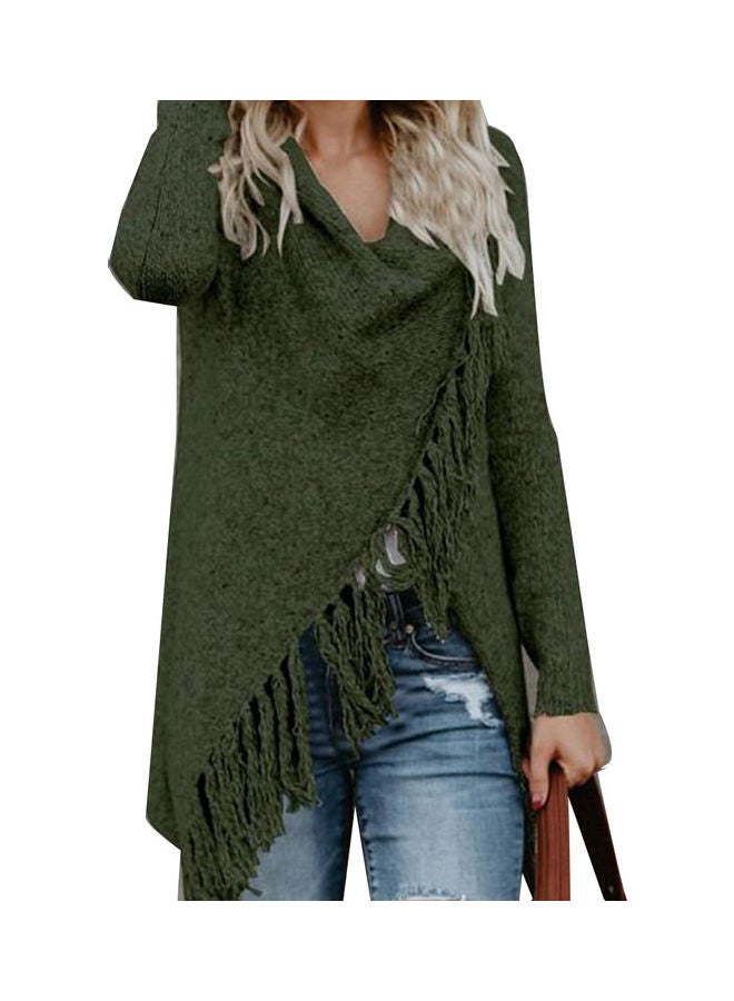 سترة برقبة منسدلة غير متماثلة أخضر - Image 1