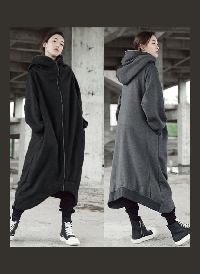 Oversized Hooded Sweatshirt Grey - Image 4