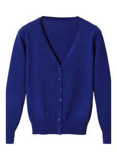 Generic Solid Long Sleeve Cardigan Sapphire Blue  - Image 1