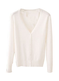 Generic Solid Long Sleeve Cardigan White  - Image 1