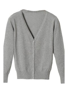 Generic Solid Long Sleeve Cardigan Grey  - Image 1