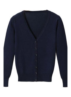 Generic Solid Long Sleeve Cardigan Navy Blue  - Image 1