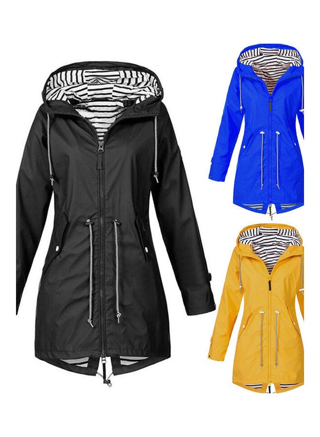 Drawstring Detailed Hooded Zipper Jacket Yellow - Image 3