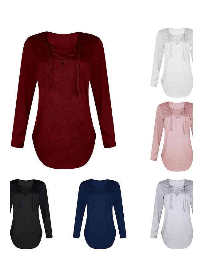 Criss Cross Neck Basic Pullover Grey  - Image 5